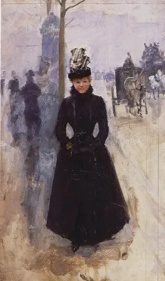 Mujer con manguito en los Grandes Boulevard - Jean Béraud