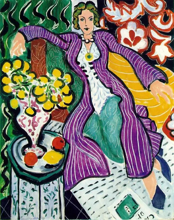 Reproduction du tableau « Femme au manteau violet - Henri Matisse » par Alpha Reproduction en peinture à l’huile