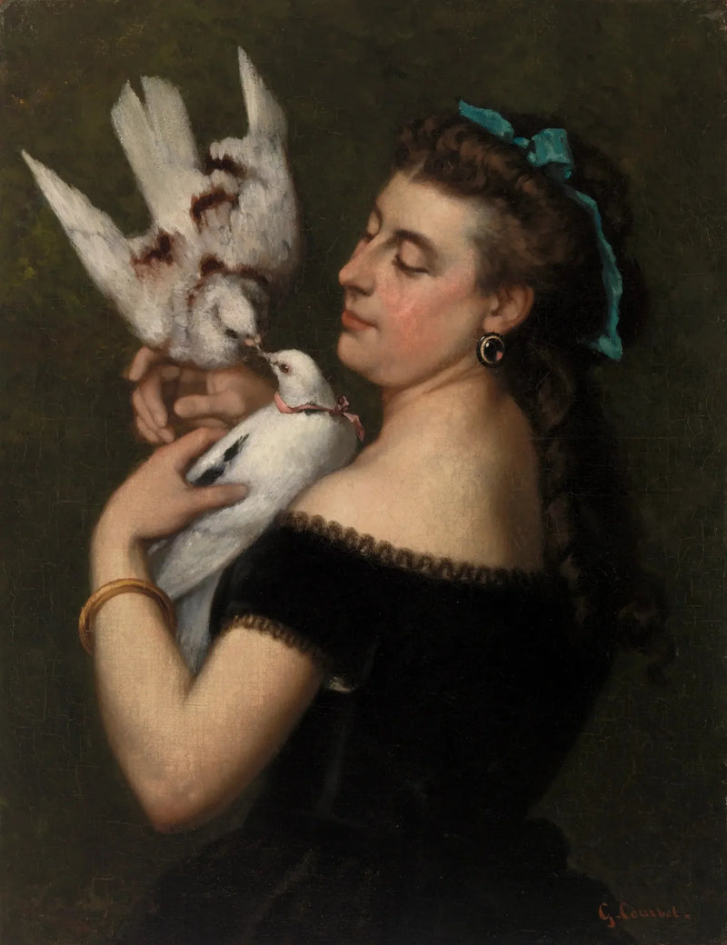 Mujer con palomas - Gustave Courbet