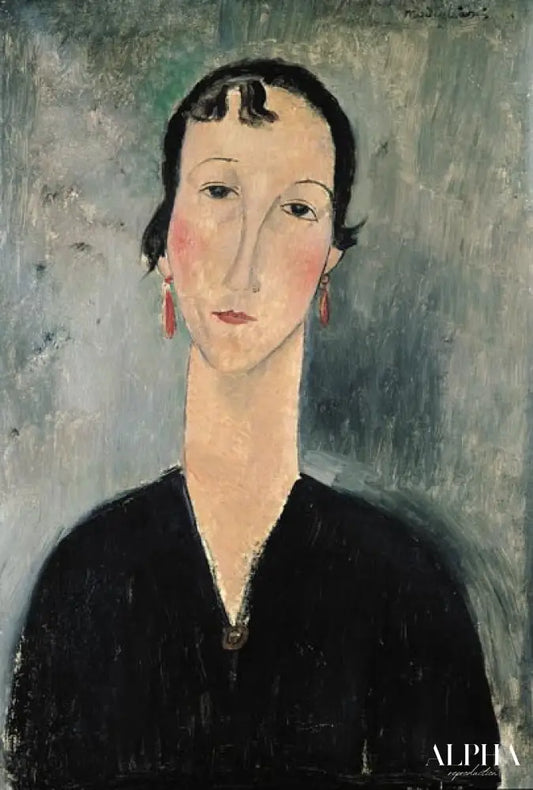 Femme avec des boucles d'oreilles - Amedeo Modigliani - Reproductions de tableaux et peintures haut de gamme