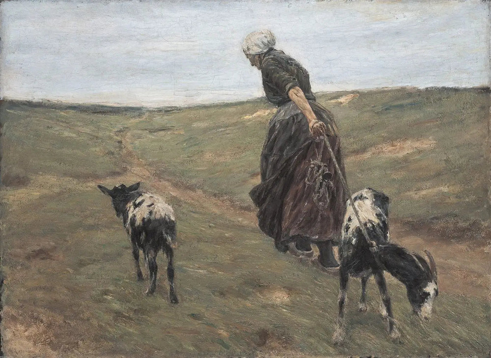 Femme avec des chèvres dans les dunes - Max Liebermann image 1 tableau peint à l’huile sur toile
