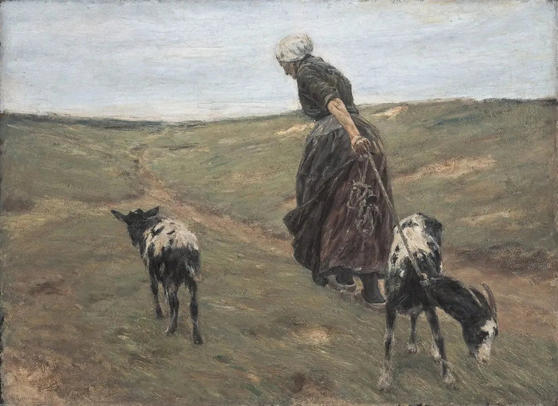 Mujer con cabras en las dunas - Max Liebermann
