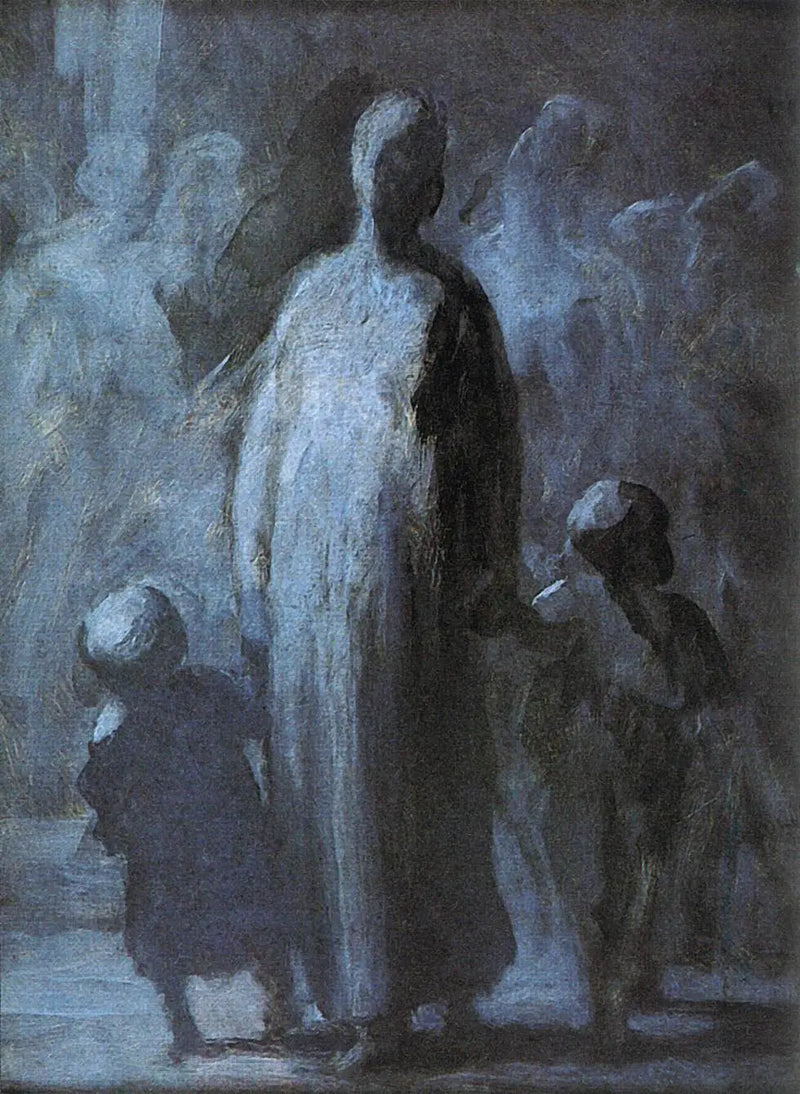 Mujer con dos hijos - Honoré Daumier