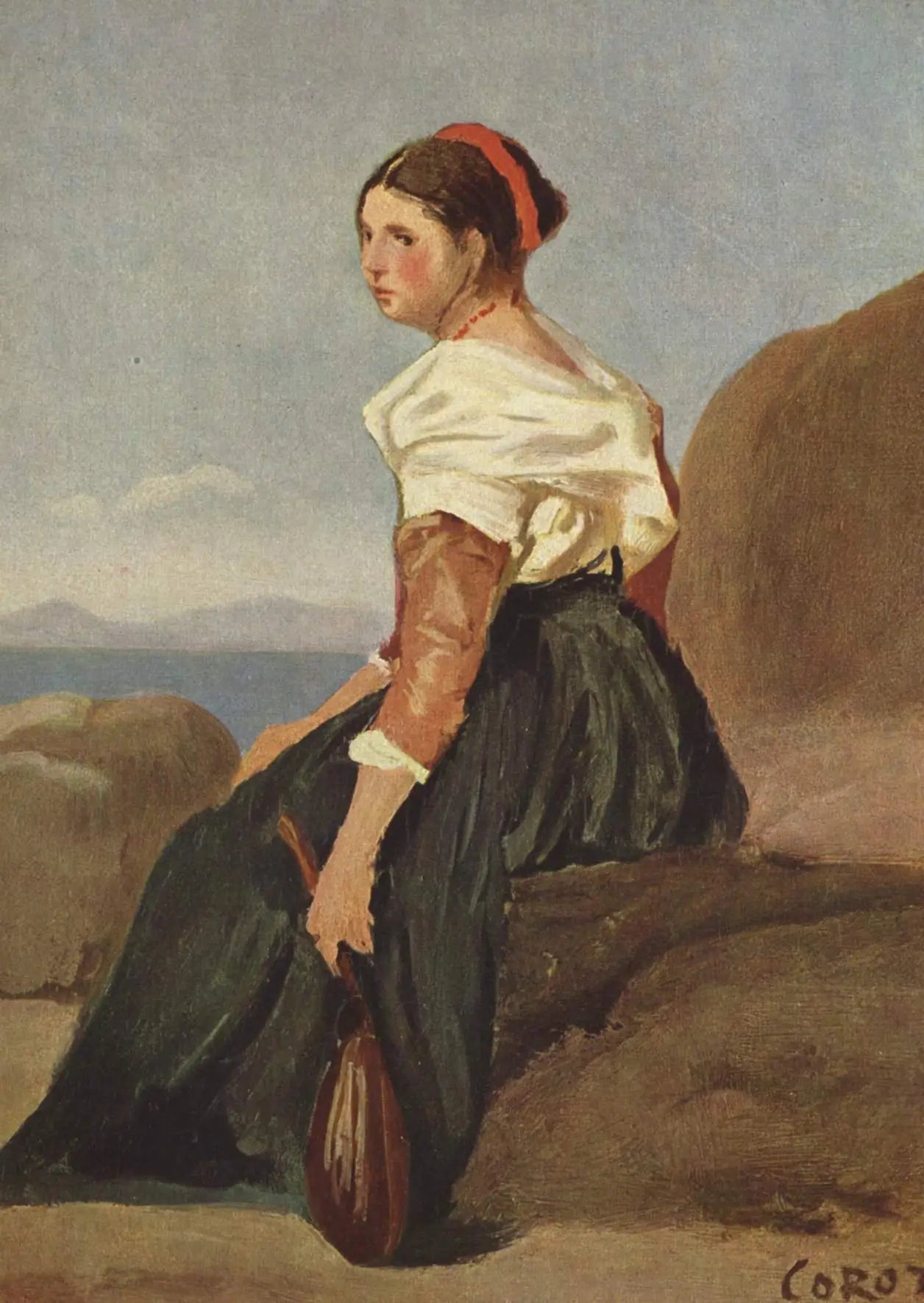 Femme avec mandoline - Jean-Baptiste Camille Corot - Alpha Reproduction