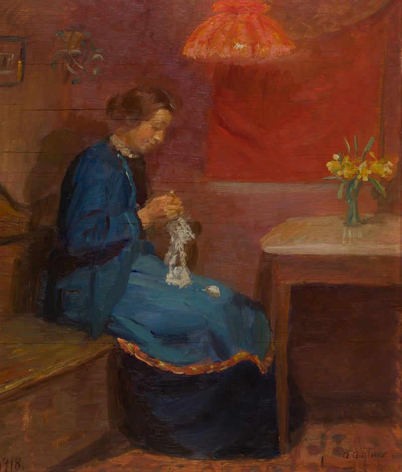 Mujer con su costura. - Anna Ancher