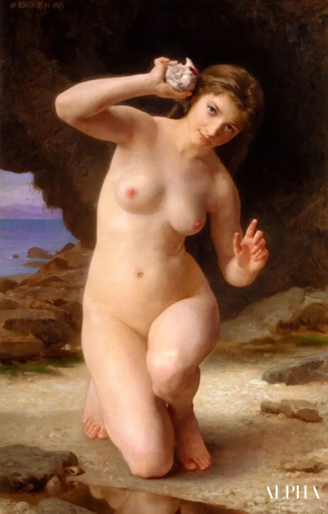 Femme avec un coquillage - William Bouguereau - Reproductions de tableaux et peintures haut de gamme