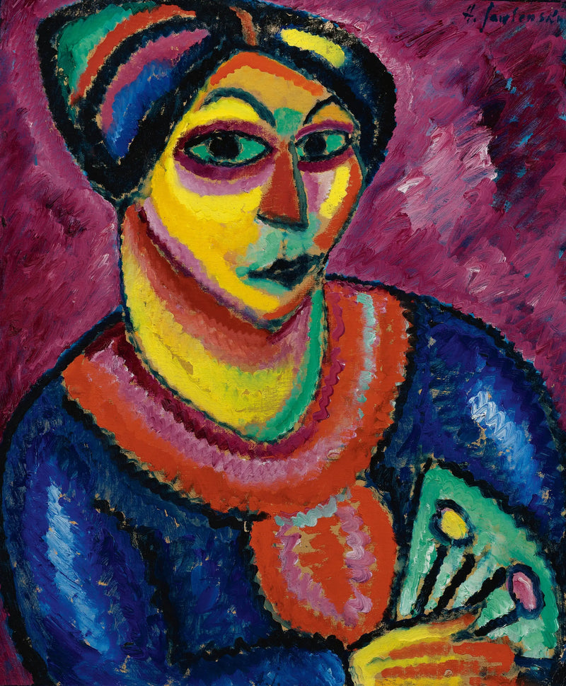 Mujer con un abanico verde - Alexej von Jawlensky
