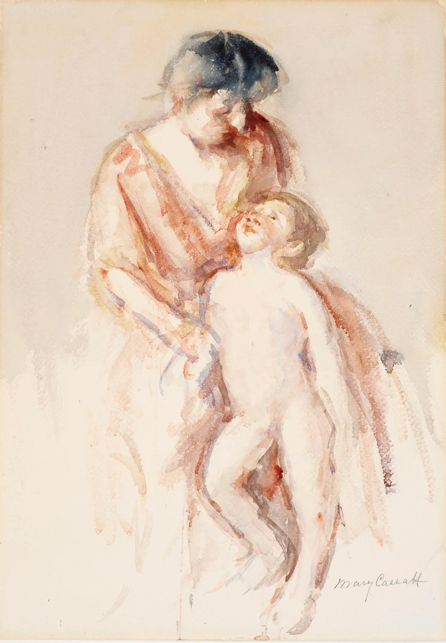 Mujer con un niño desnudo a su izquierda - Mary Cassatt