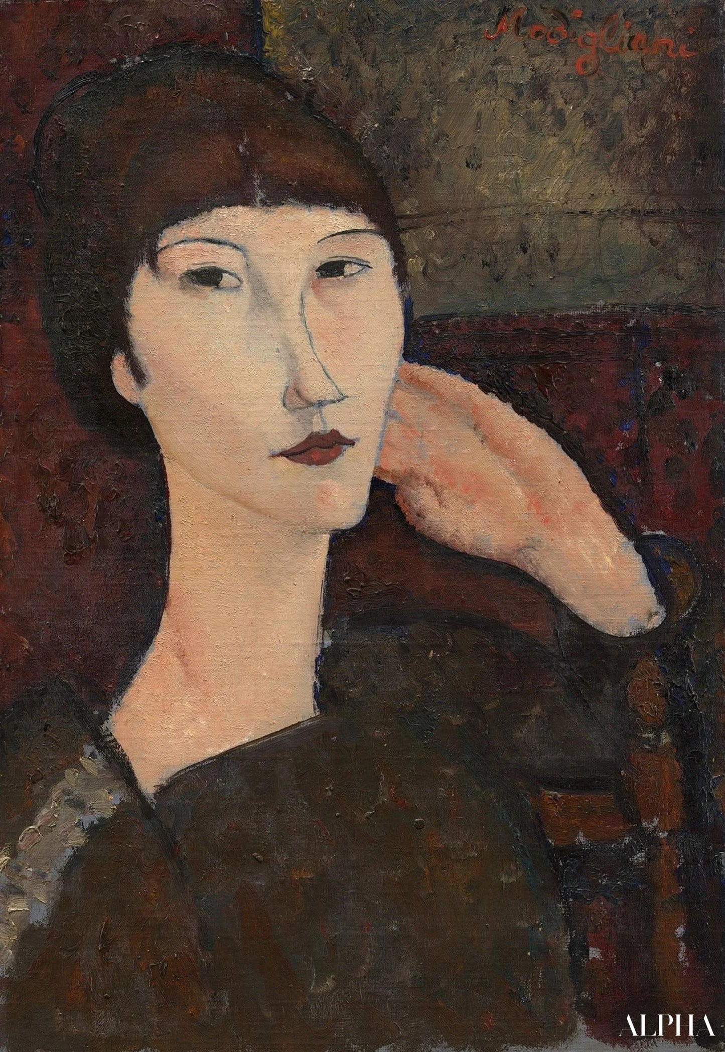 Femme avec une frange - Amedeo Modigliani - Reproductions de tableaux et peintures haut de gamme