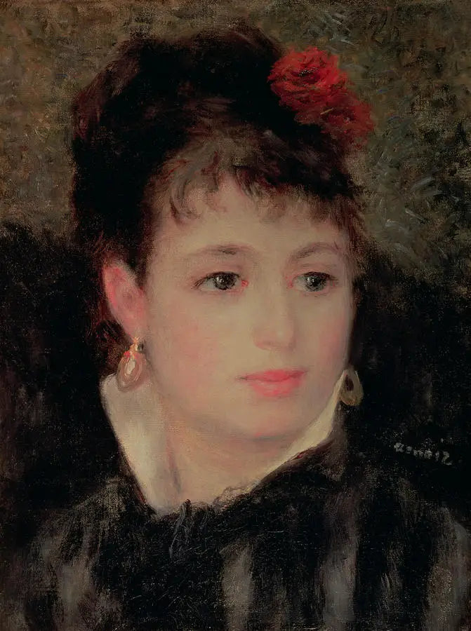 Mujer con una rosa en el cabello - Pierre-Auguste Renoir