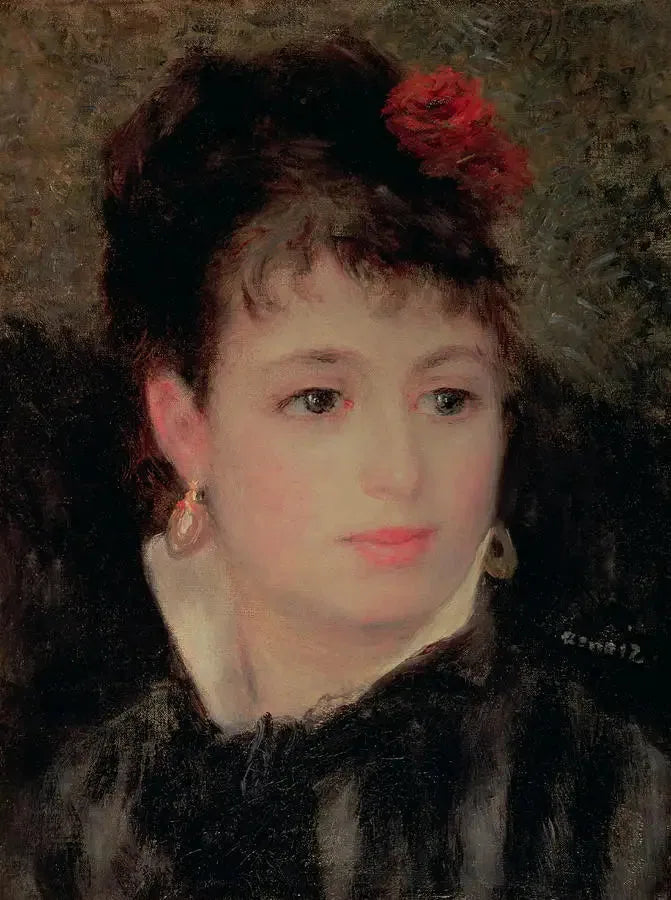 Mujer con una rosa en el cabello - Pierre-Auguste Renoir