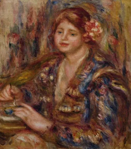 Mujer con una rosa - Pierre-Auguste Renoir