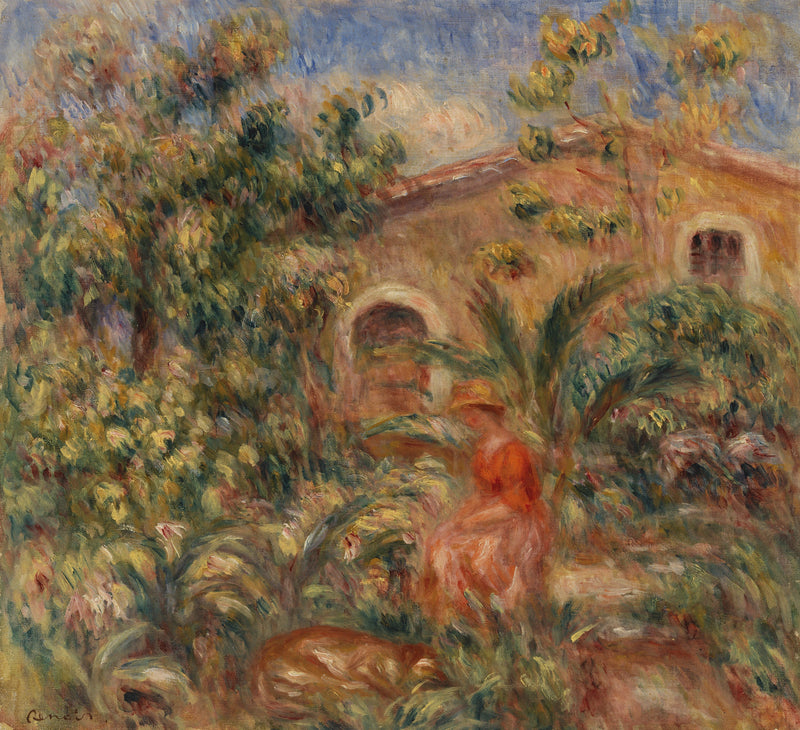 Paisaje con mujer y perro (Mujer y perro en un paisaje) - Pierre-Auguste Renoir
