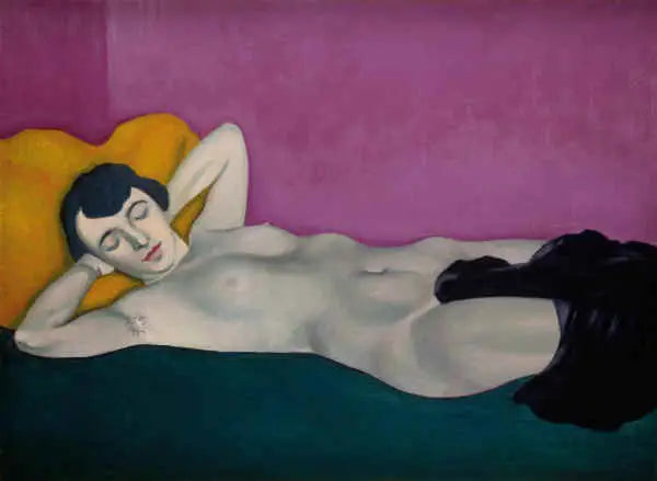 Mujer acostada sobre fondo violeta - Félix Vallotton