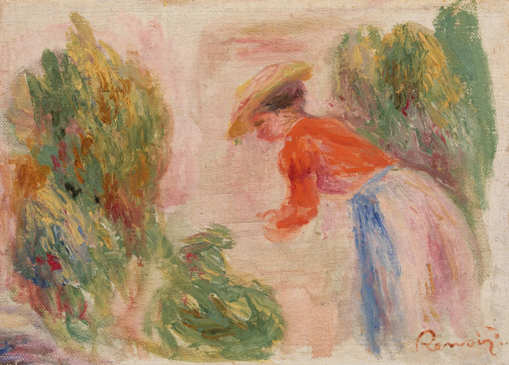 Femme cueillant des fleurs (Femme cueillant des fleurs) - Pierre-Auguste Renoir image 1 reproduction réalisée par Alpha Reproduction