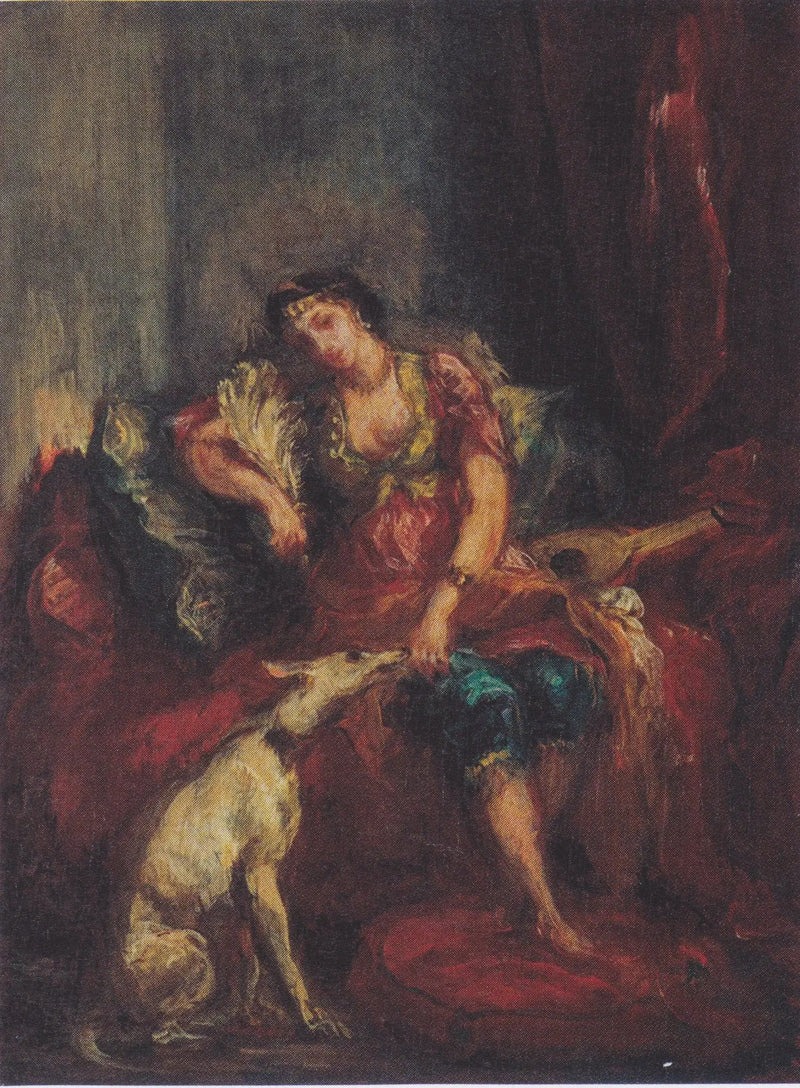 Mujer de Argel con un galgo - Eugène Delacroix
