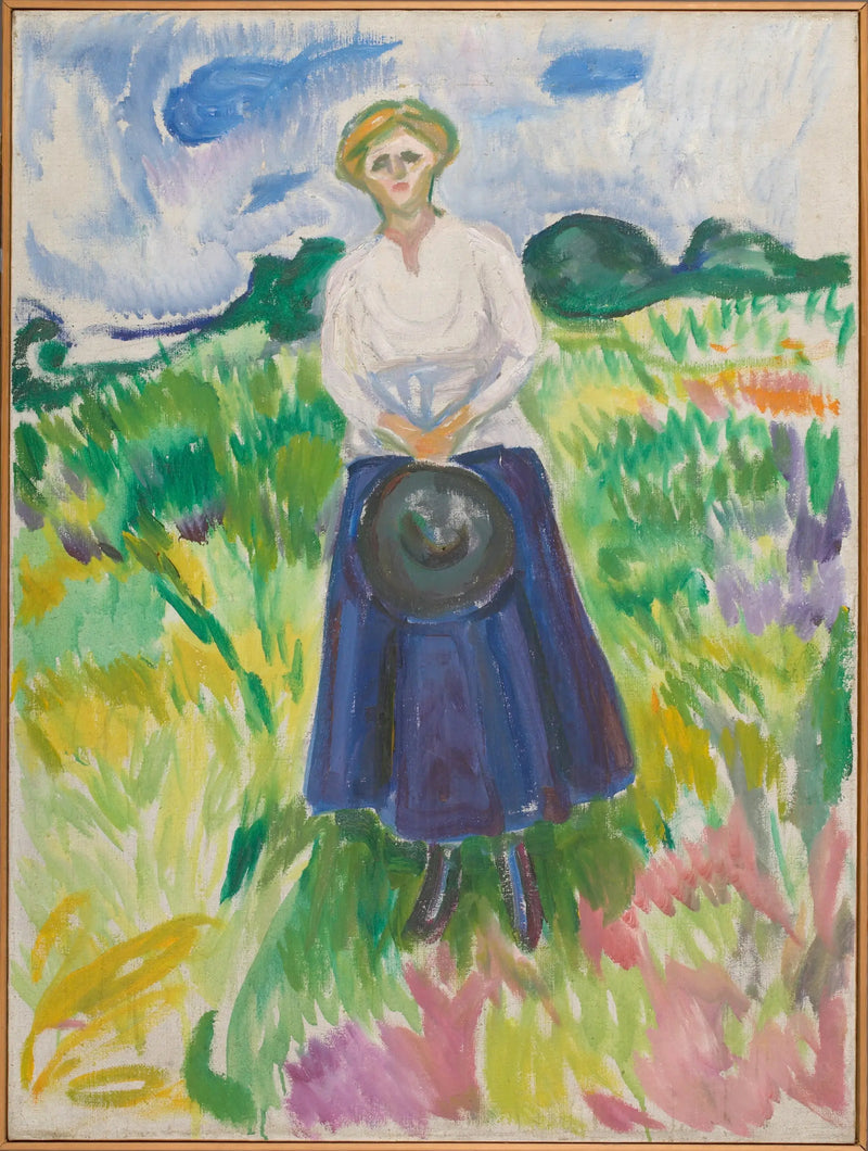 Mujer en un prado verde - Edvard Munch