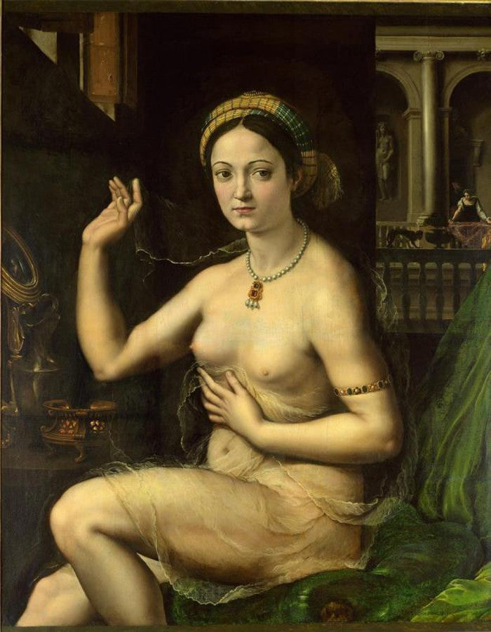 Femme devant son miroir - Giulio Romano image 1 tableau peint à l’huile sur toile