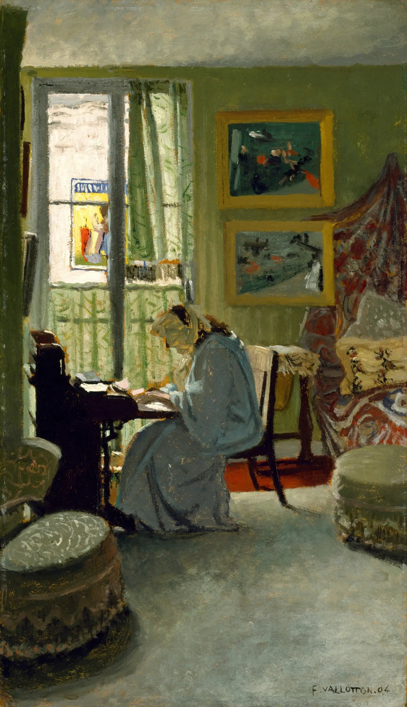 Mujer escribiendo en un interior - Félix Vallotton