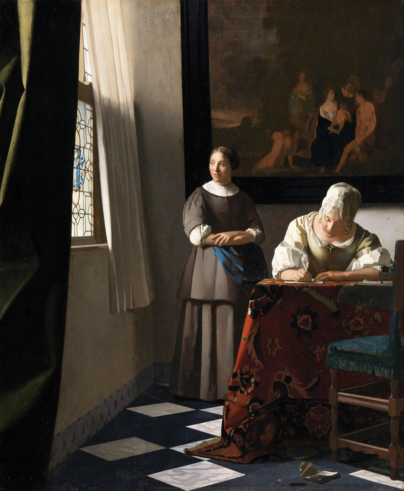 Mujer escribiendo una carta y su sirvienta - Johannes Vermeer