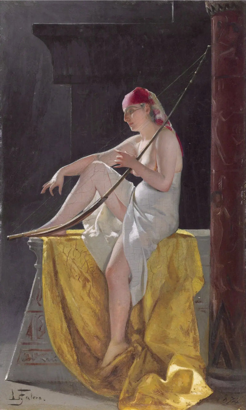 Mujer egipcia con arpa - Luis Ricardo Falero