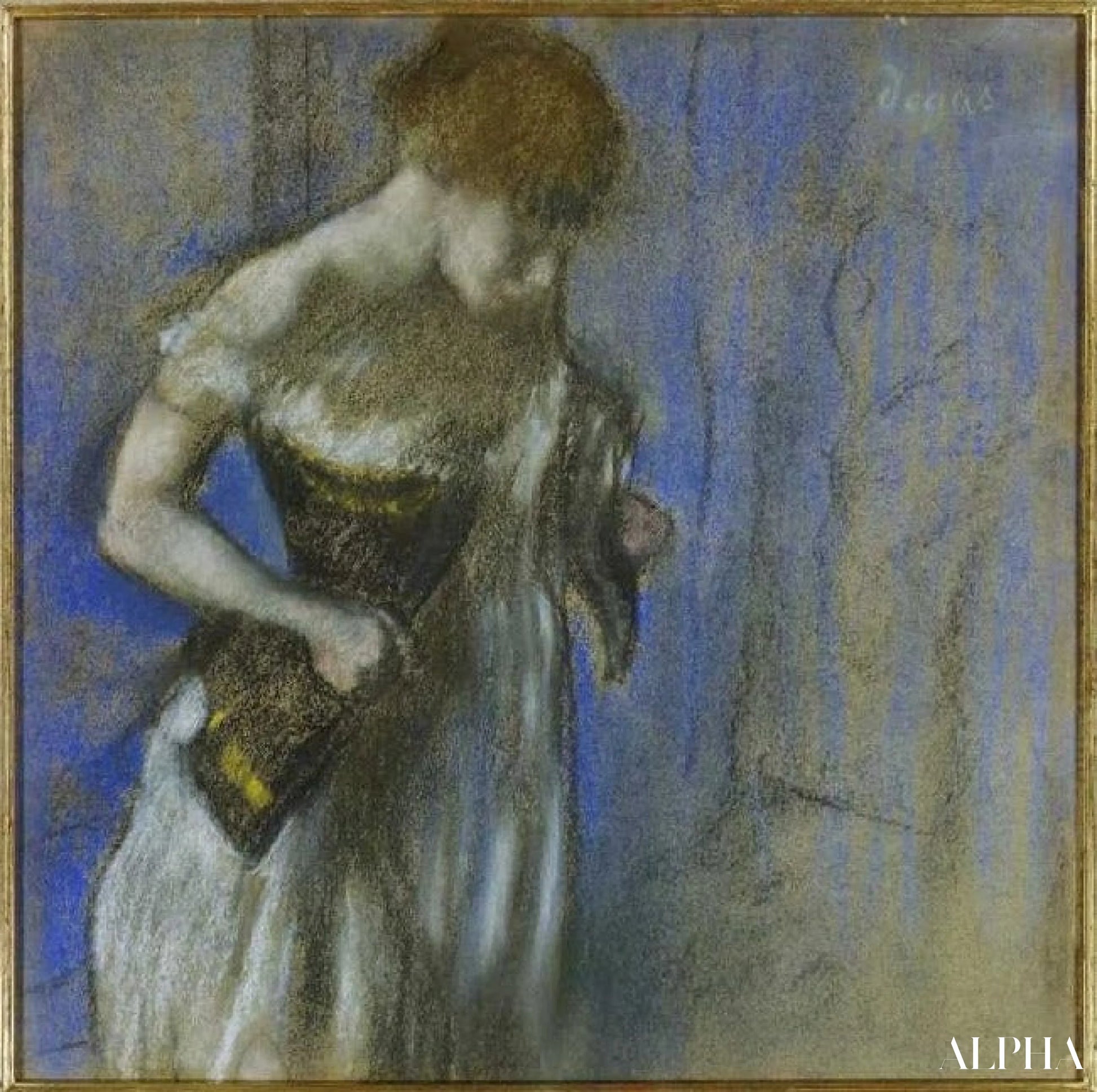 Femme en attachant de son corset - Edgar Degas - Reproductions de tableaux et peintures haut de gamme
