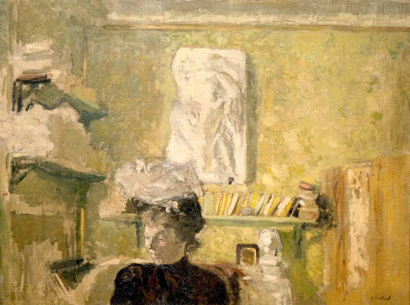 Mujer con sombrero frente a un bajorrelieve - Édouard Vuillard