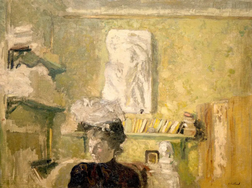 Femme en chapeau devant un bas-relief - Édouard Vuillard - Alpha Reproduction