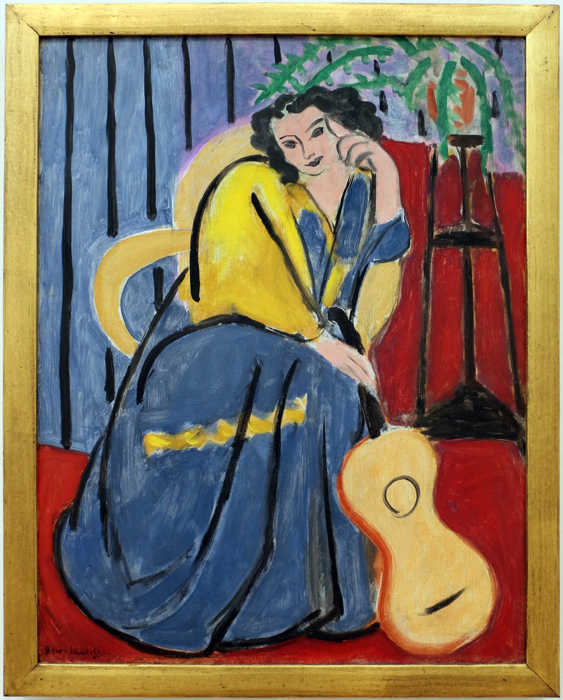 Mujer en amarillo y azul con guitarra - Henri Matisse