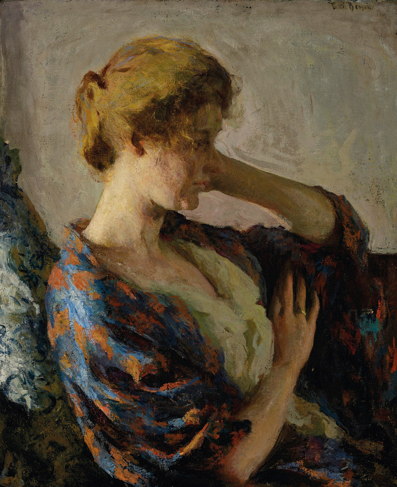 Mujer en kimono azul - Frank Weston Benson