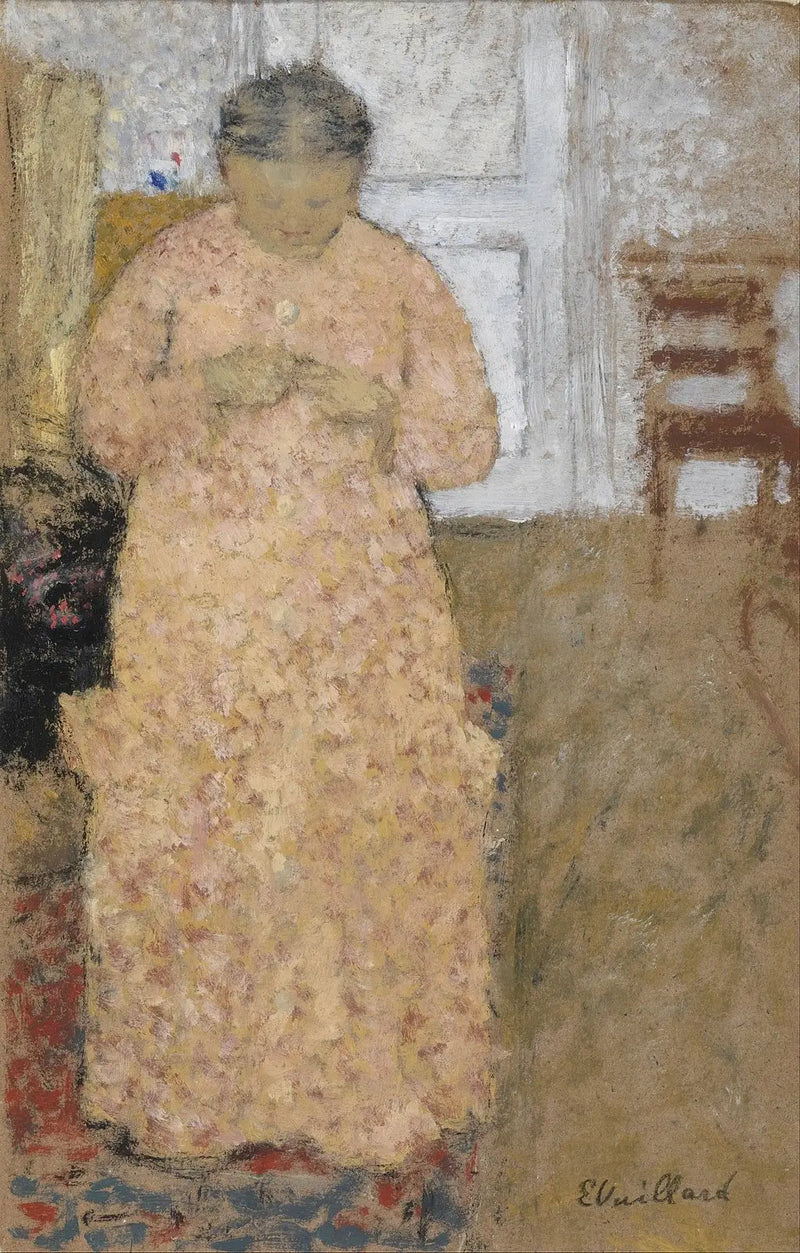 Mujer tejiendo en rosa - Édouard Vuillard