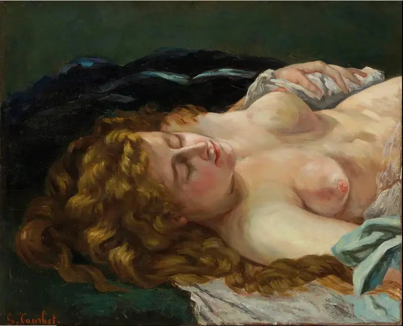 Mujer dormida con cabello pelirrojo - Gustave Courbet