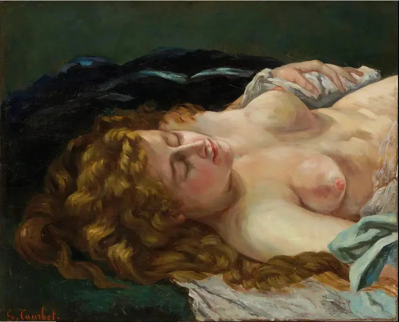 Mujer dormida con cabello pelirrojo - Gustave Courbet