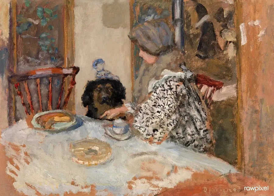 Mujer y perro en la mesa - Pierre Bonnard