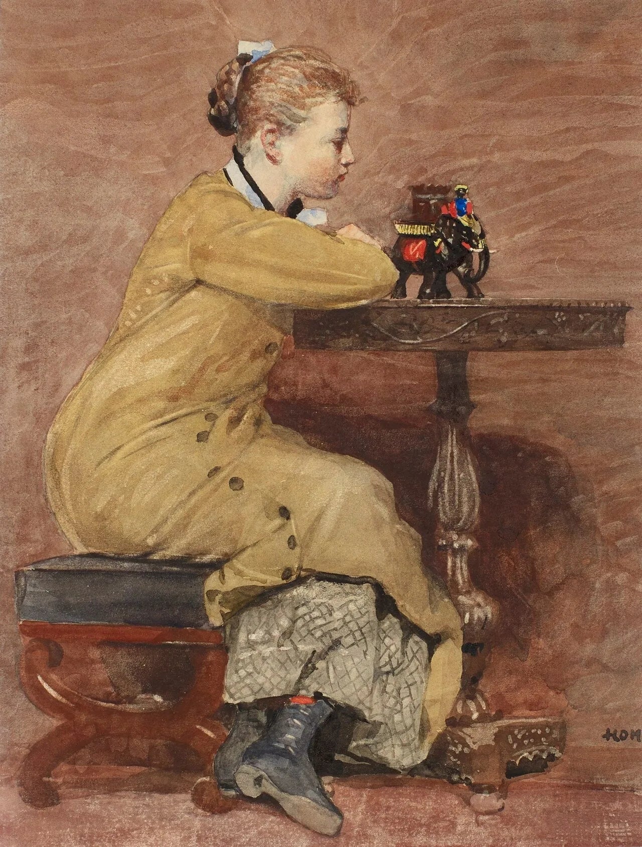 Femme et éléphant - Winslow Homer image 1 reproduction de peinture à l’huile