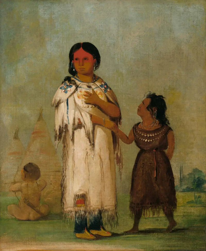 Mujer y niño assiniboine - George Catlin