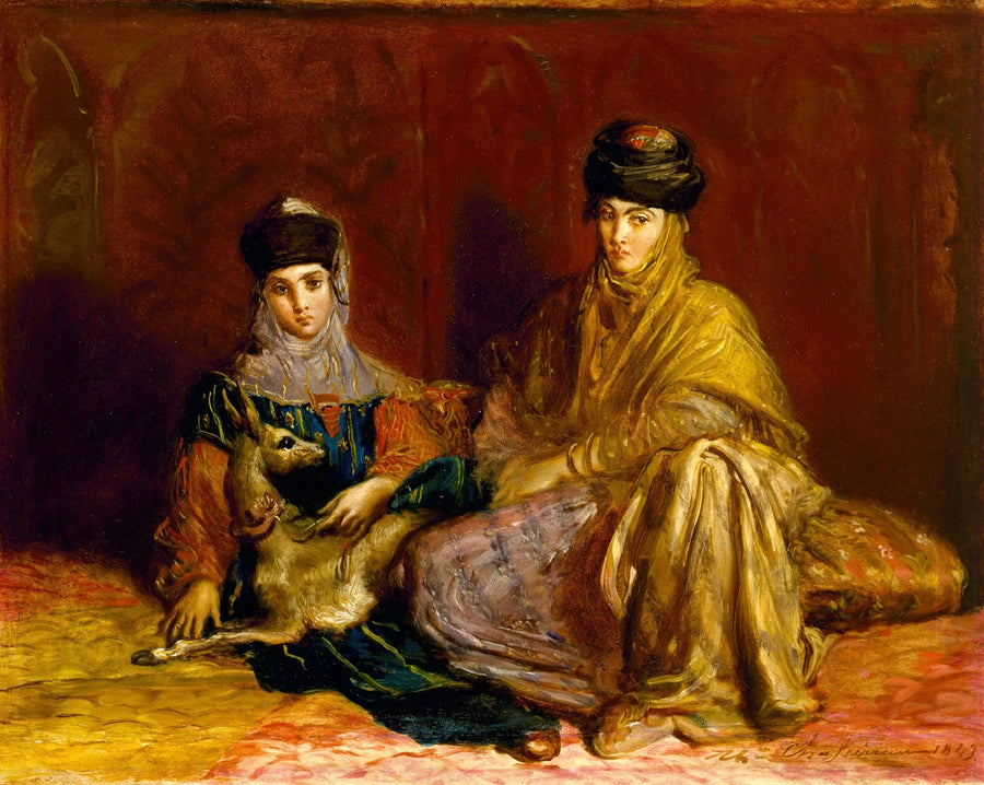 Mujer y niña pequeña de Constantino con una gacela - Théodore Chassériau