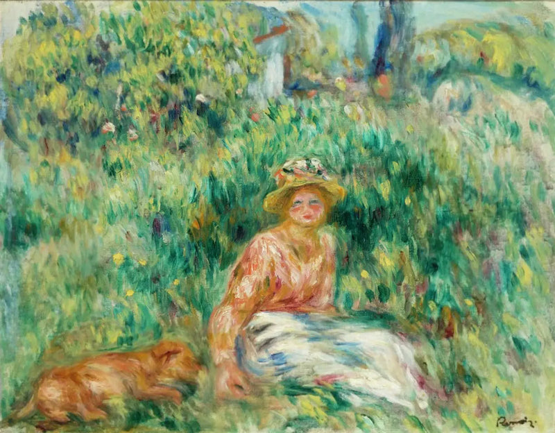 Mujer y Rip en la hierba - Pierre-Auguste Renoir