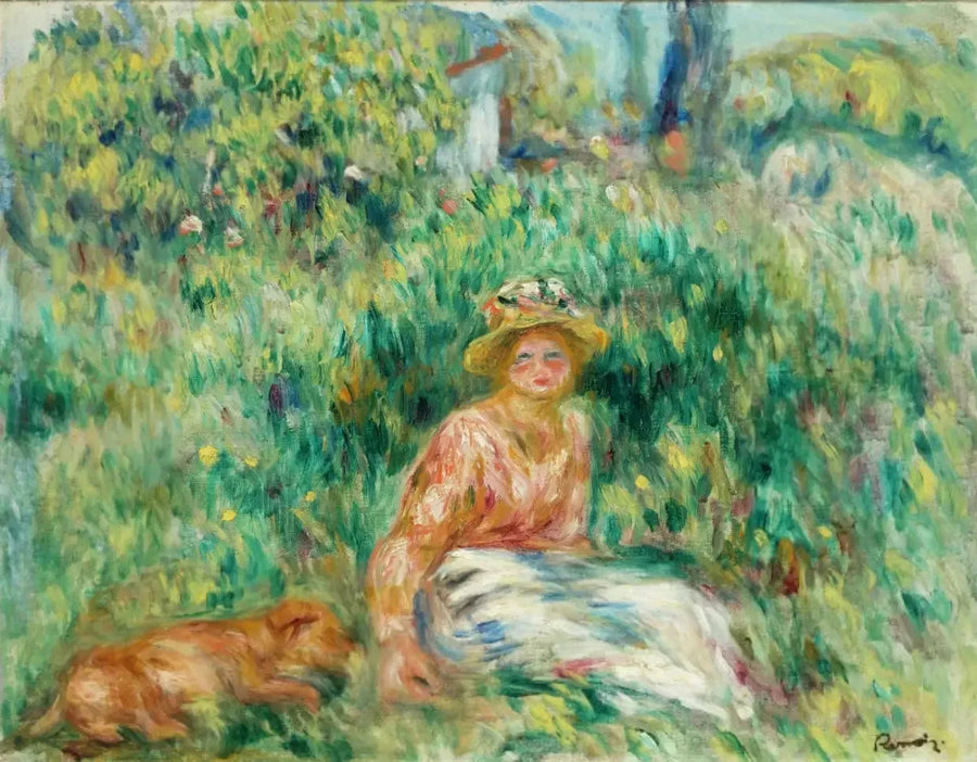Mujer y Rip en la hierba - Pierre-Auguste Renoir