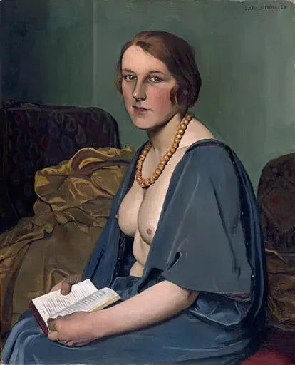 Mujer leyendo con senos desnudos - Félix Vallotton