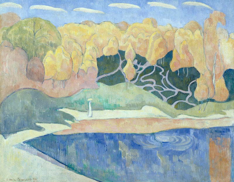 Mujer caminando por las orillas del Aven - Émile Bernard