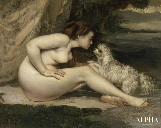 Femme nue au chien - Gustave Courbet - Reproductions de tableaux et peintures haut de gamme