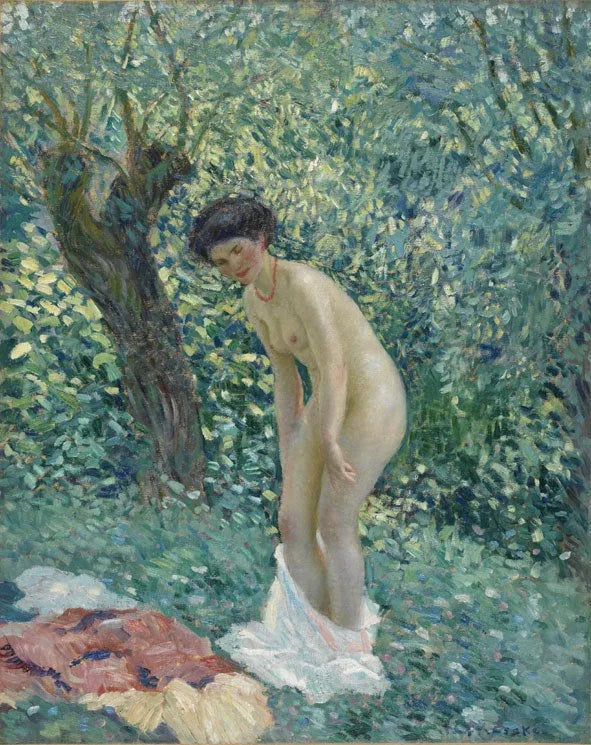 Mujer desnuda en un bosque - Frederick Carl Frieseke