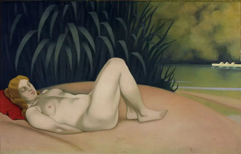 Mujer desnuda dormida junto al agua - Félix Vallotton