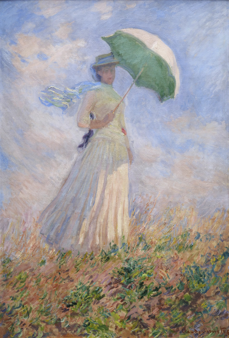 Mujer con paraguas mirando hacia la derecha W1076 - Claude Monet