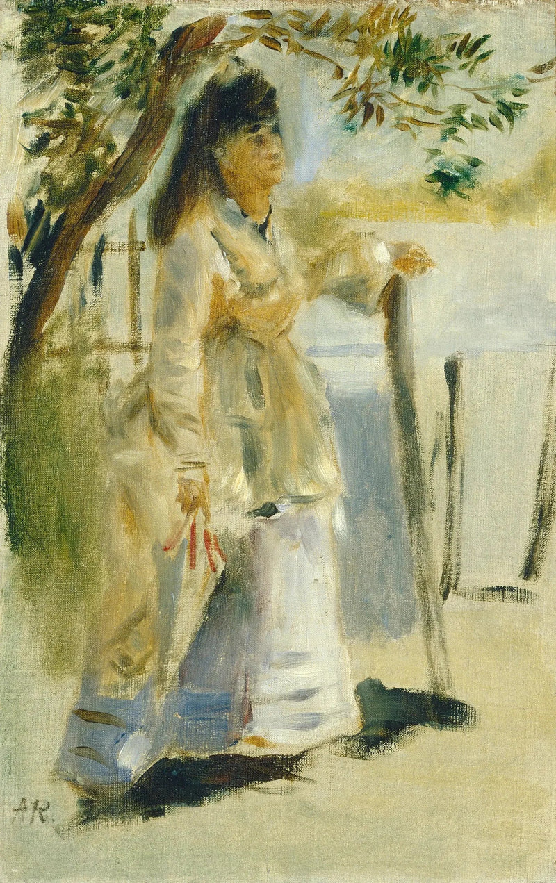 Mujer cerca de una cerca - Pierre-Auguste Renoir