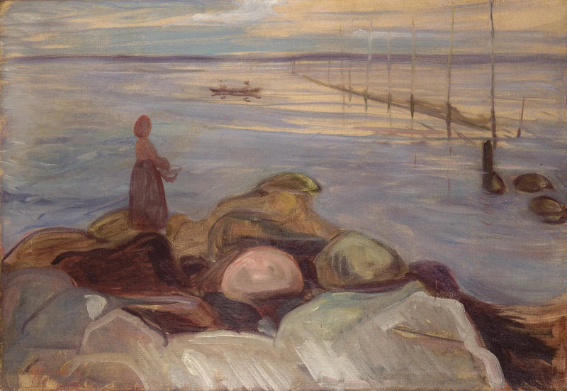 Mujer cerca del mar en Åsgardstrand - Edvard Munch