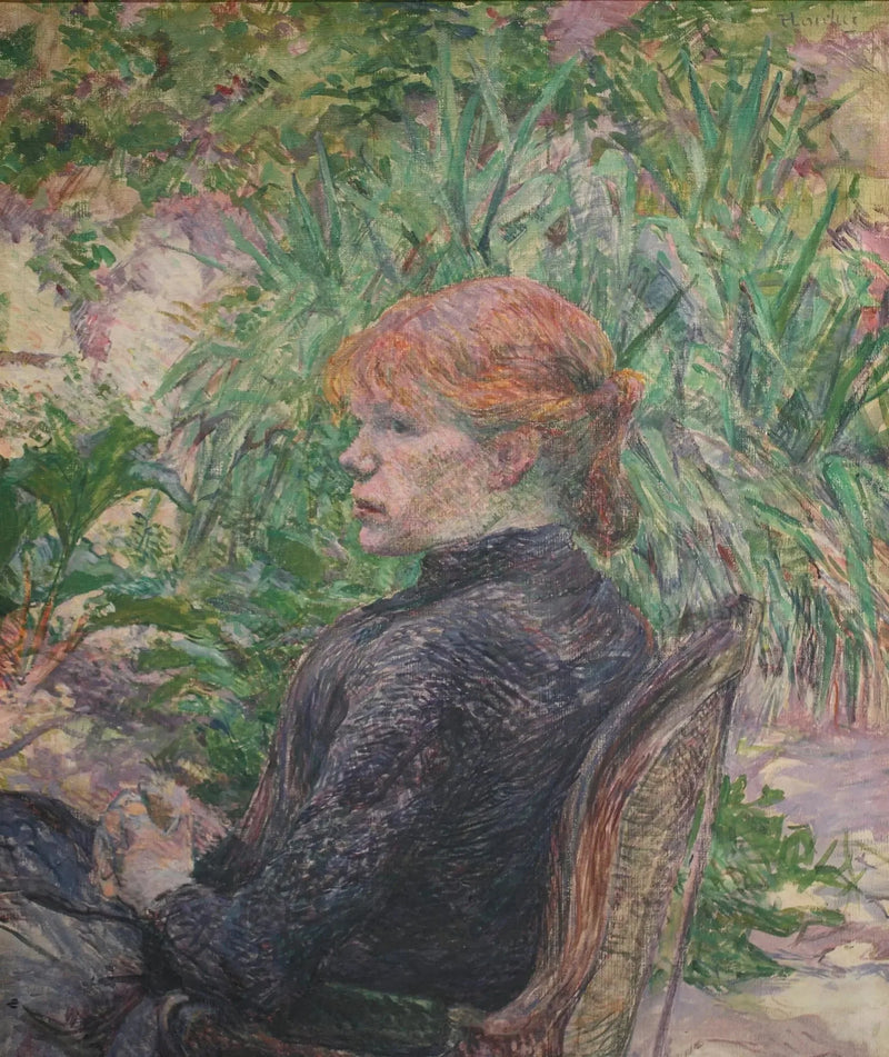 Mujer pelirroja sentada en el jardín del Sr. Forest - Henri de Toulouse-Lautrec