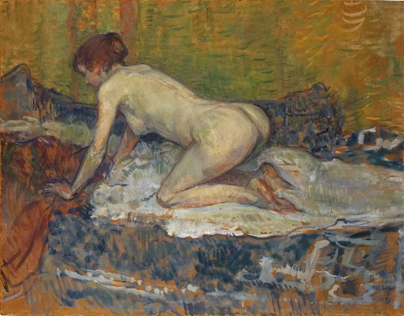 Mujer pelirroja desnuda en cuclillas - Henri de Toulouse-Lautrec