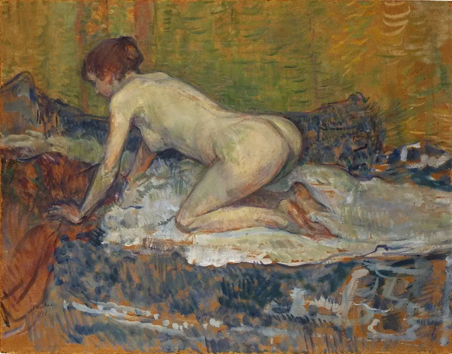 Mujer pelirroja desnuda en cuclillas - Henri de Toulouse-Lautrec